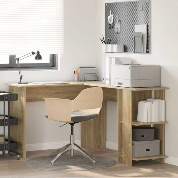 Bureau d'angle 140 x 113,5 x 75 cm chêne sonoma bois d'ingénierie – vue d’ensemble