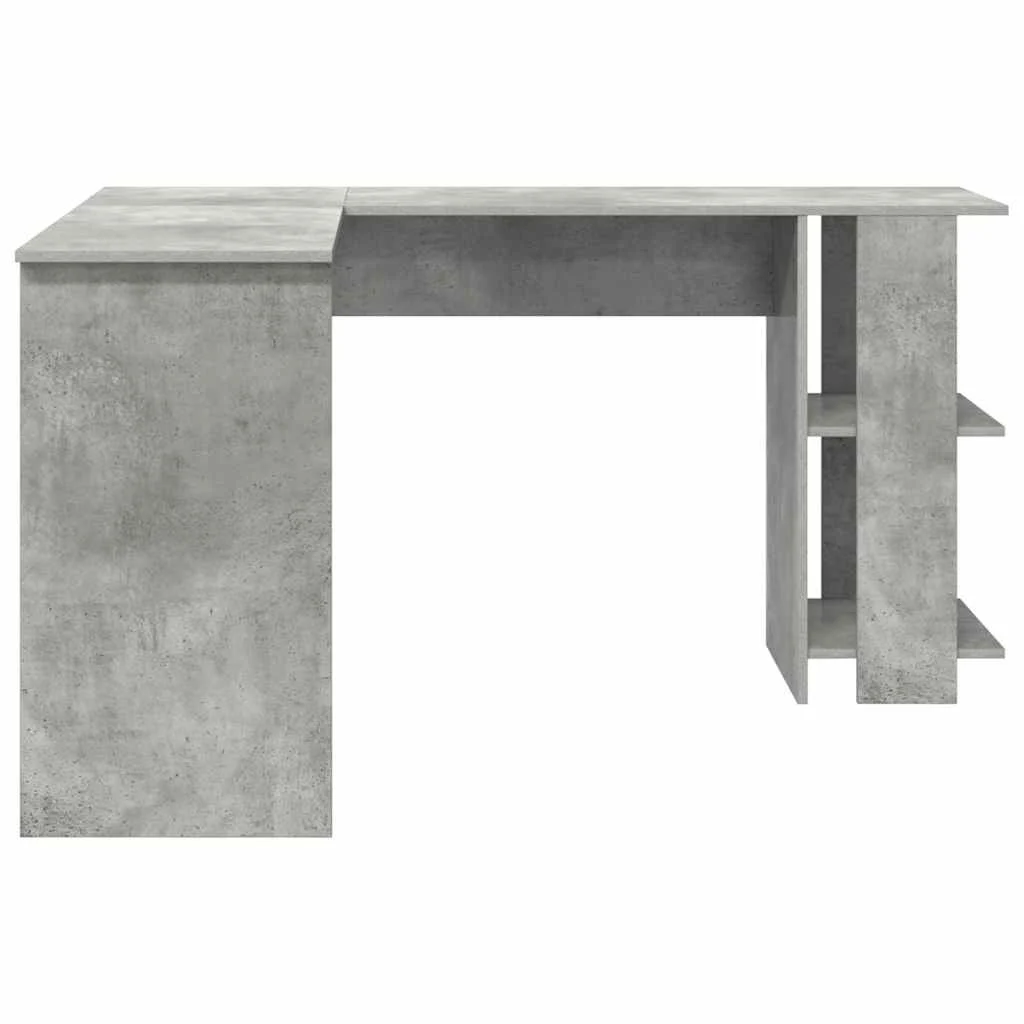 Bureau d'angle 140 x 113,5 x 75 cm gris béton bois d'ingénierie – vue de dos