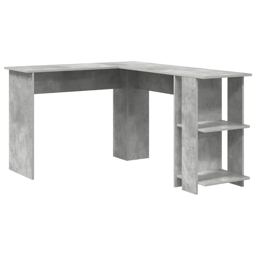 Bureau d'angle 140 x 113,5 x 75 cm gris béton bois d'ingénierie – vue de côté
