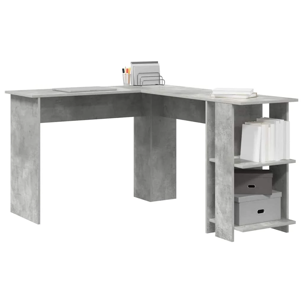 Bureau d'angle 140 x 113,5 x 75 cm gris béton bois d'ingénierie – vue de détail