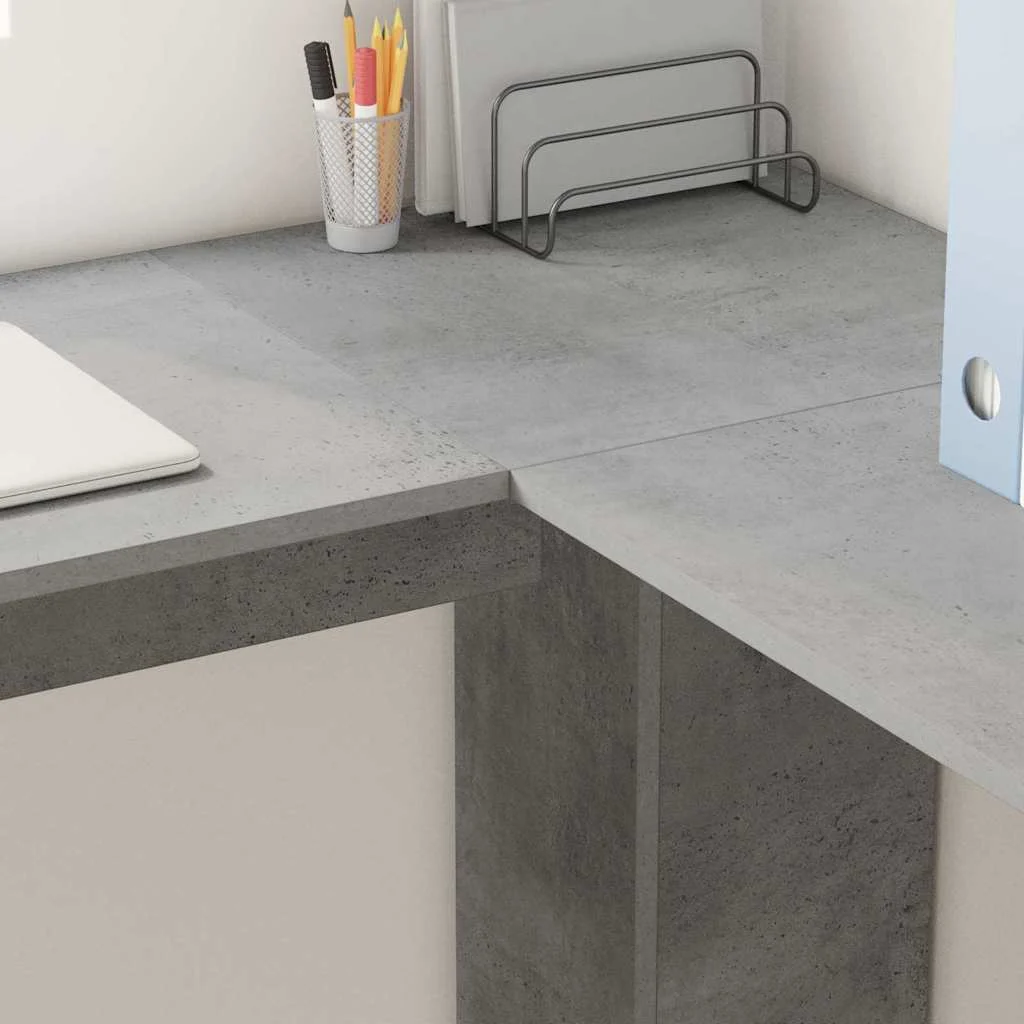 Bureau d'angle 140 x 113,5 x 75 cm gris béton bois d'ingénierie – vue en situation