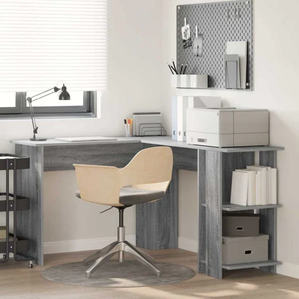 Bureau d'angle 140 x 113,5 x 75 cm sonoma gris bois d'ingénierie – vue d’ensemble