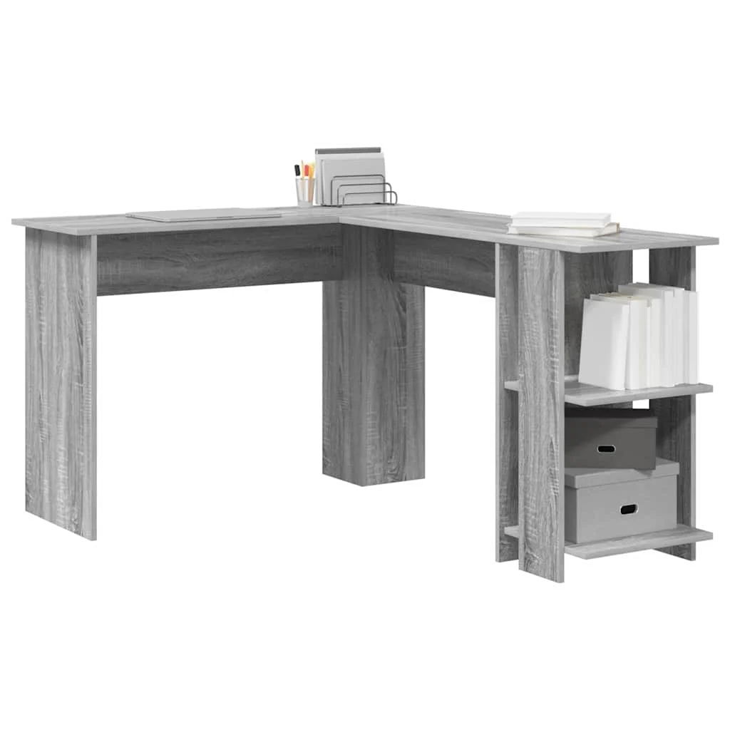 Bureau d'angle 140 x 113,5 x 75 cm sonoma gris bois d'ingénierie – vue de détail