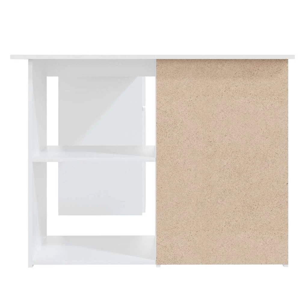 Bureau d'angle 145 x 100 x 76 cm blanc bois d'ingénierie – vue de dessus