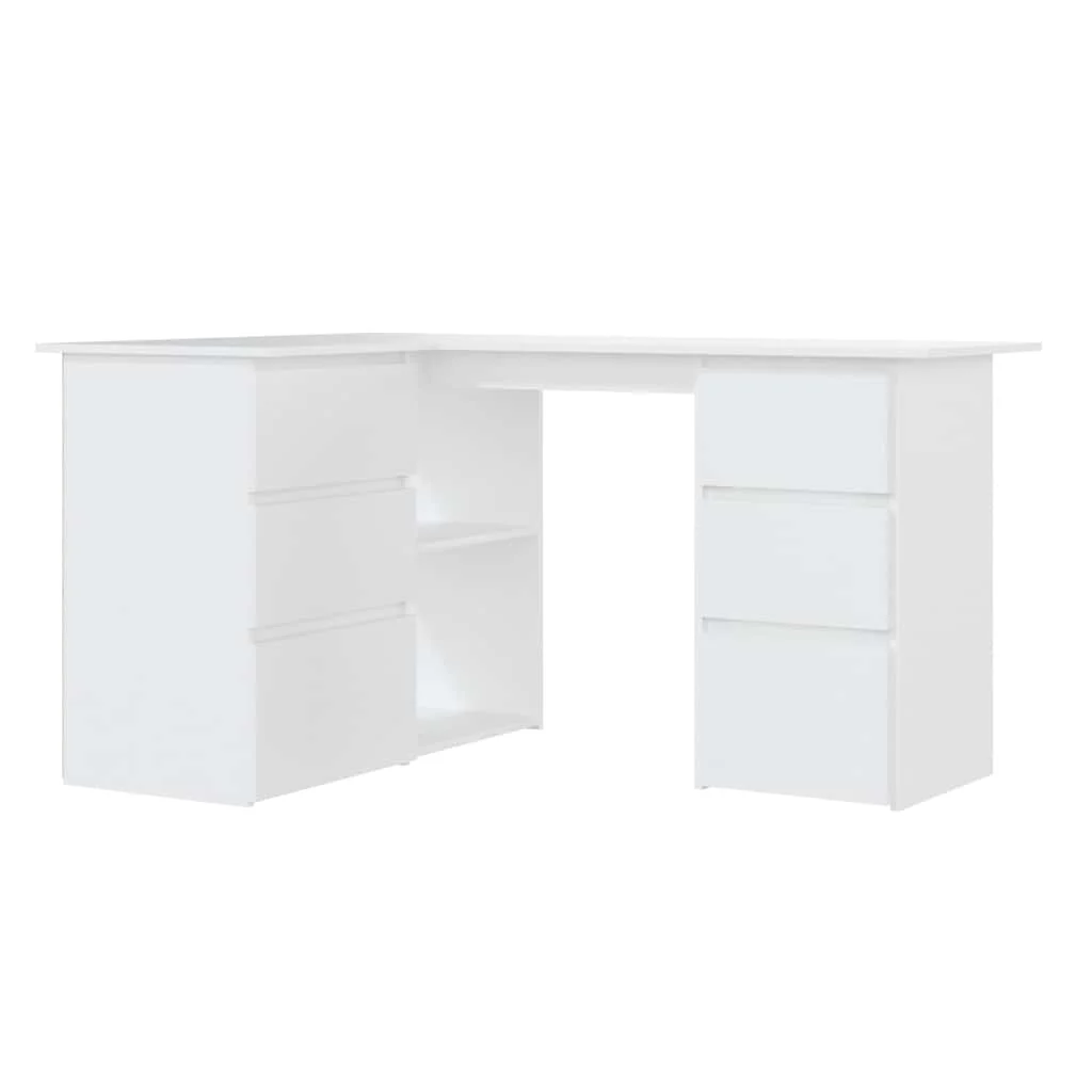 Bureau d'angle 145 x 100 x 76 cm blanc bois d'ingénierie – vue de côté