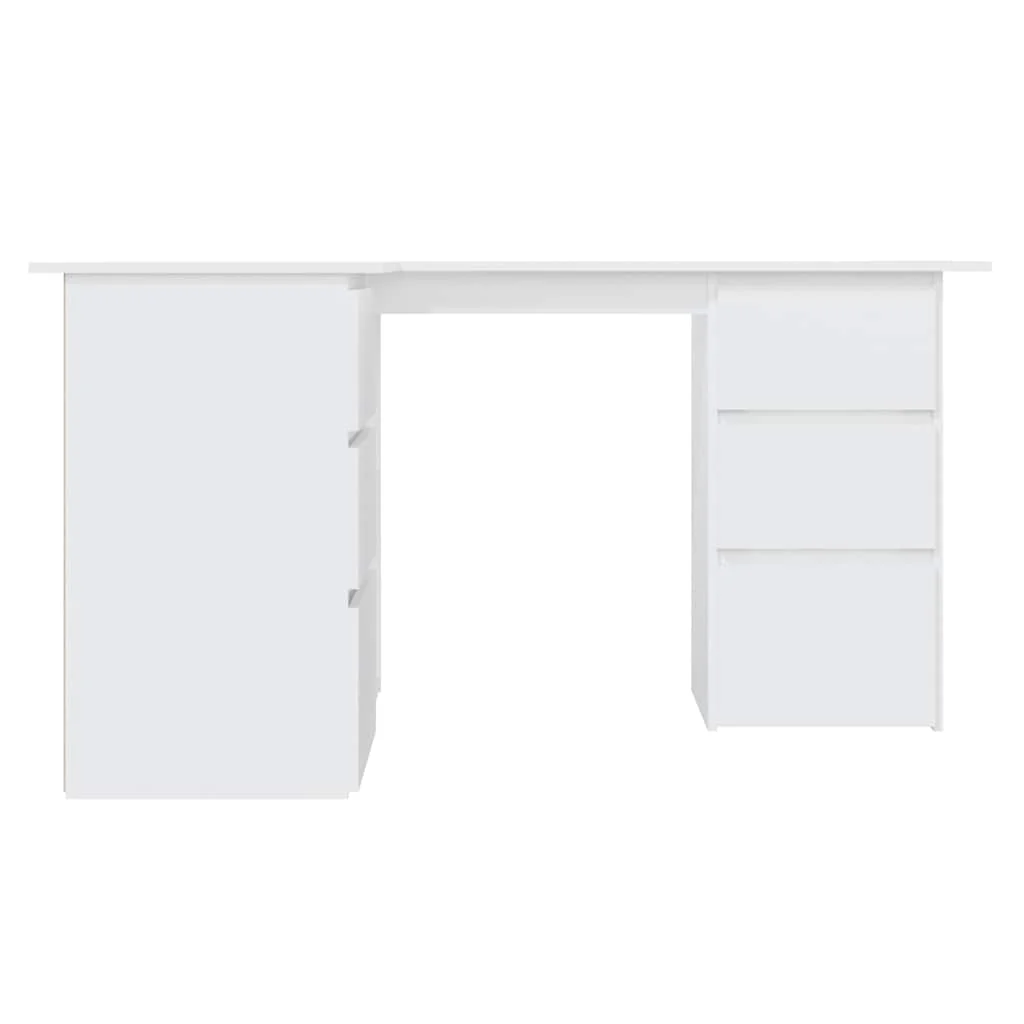 Bureau d'angle 145 x 100 x 76 cm blanc bois d'ingénierie – vue de détail