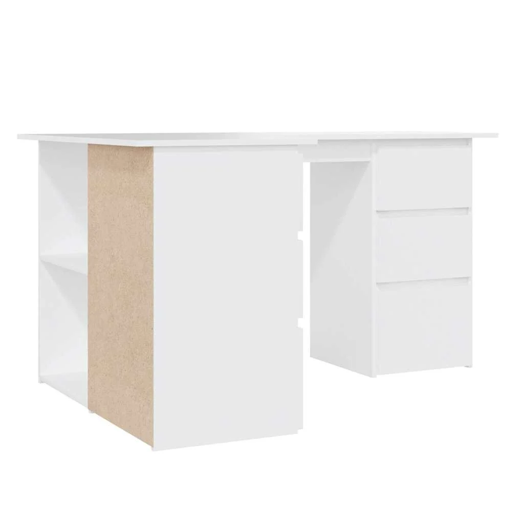 Bureau d'angle 145 x 100 x 76 cm blanc bois d'ingénierie – vue en situation
