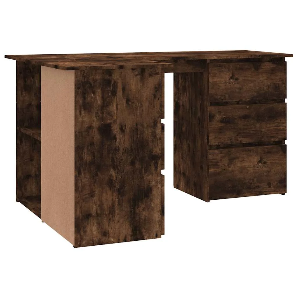 Bureau d'angle 145 x 100 x 76 cm chêne fumé bois d'ingénierie – vue de détail