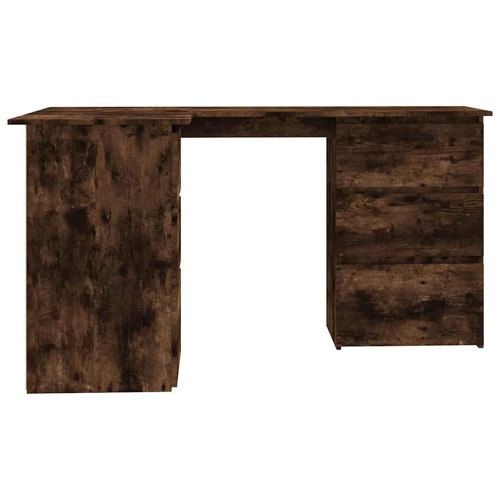 Bureau d'angle 145 x 100 x 76 cm chêne fumé bois d'ingénierie – vue en situation