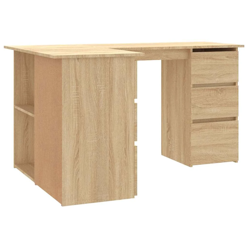 Bureau d'angle 145 x 100 x 76 cm chêne sonoma bois d'ingénierie – vue de dessus
