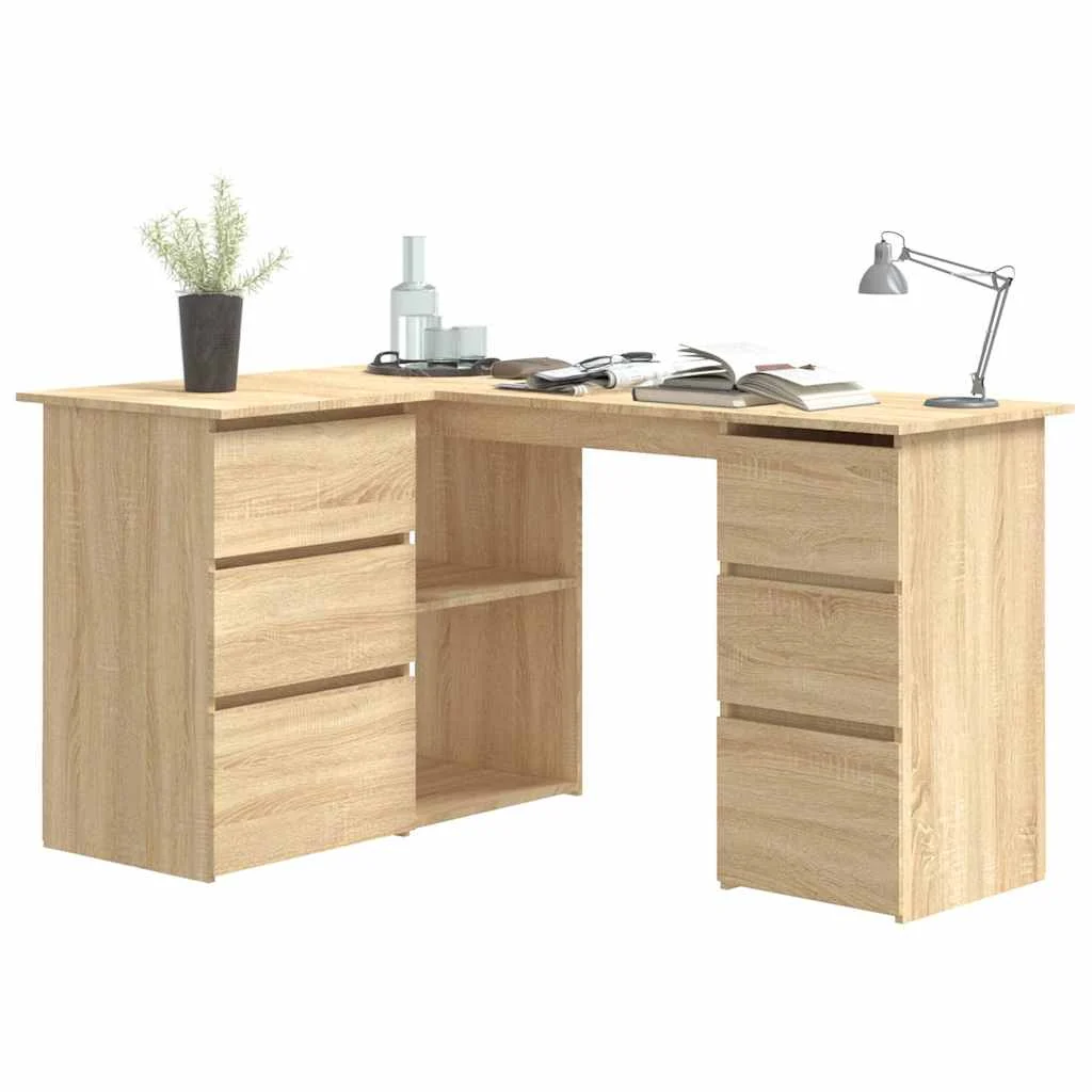 Bureau d'angle 145 x 100 x 76 cm chêne sonoma bois d'ingénierie – vue de dos