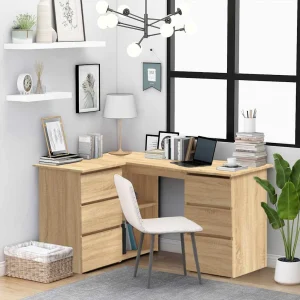 Bureau d'angle 145 x 100 x 76 cm chêne sonoma bois d'ingénierie – vue d’ensemble