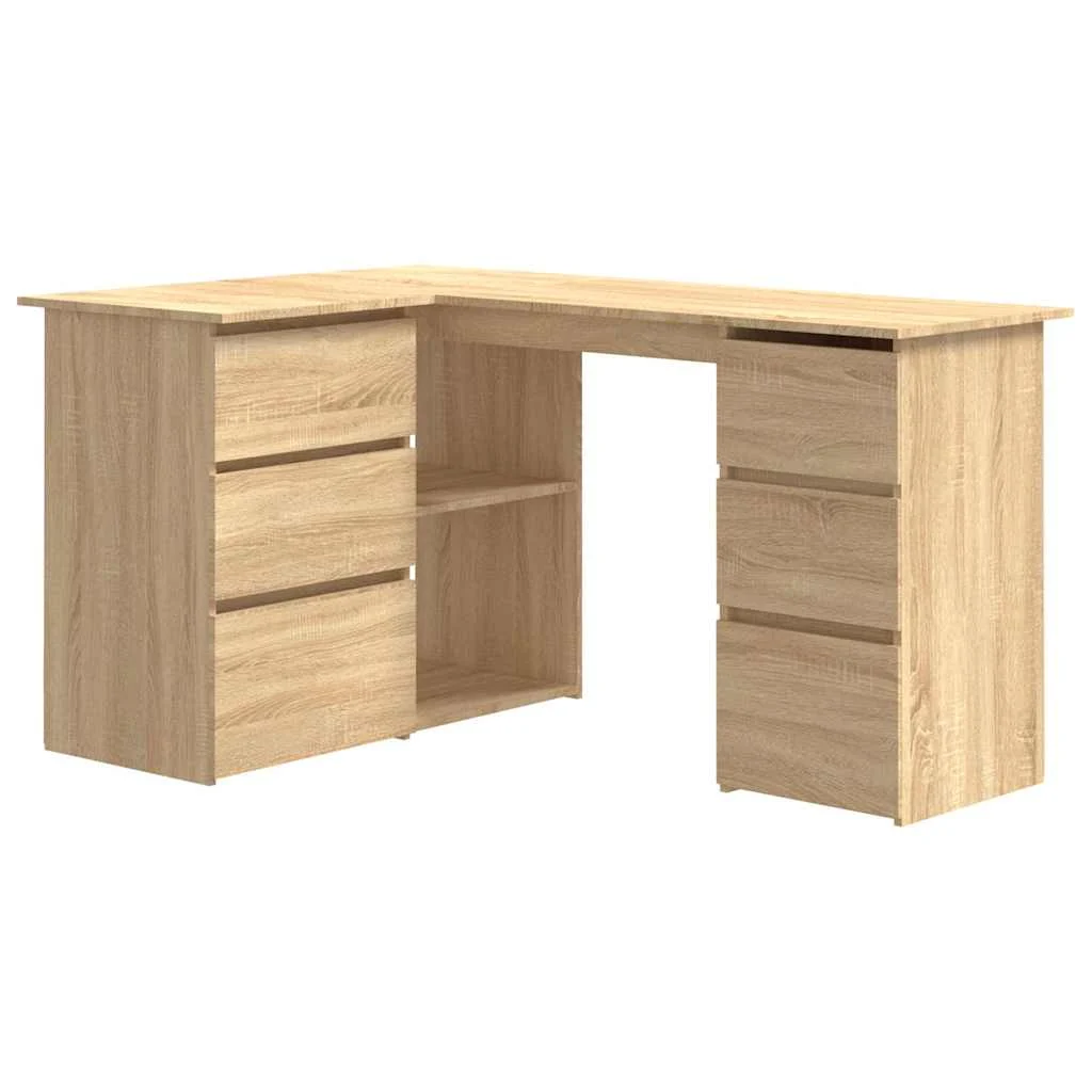 Bureau d'angle 145 x 100 x 76 cm chêne sonoma bois d'ingénierie – vue de côté