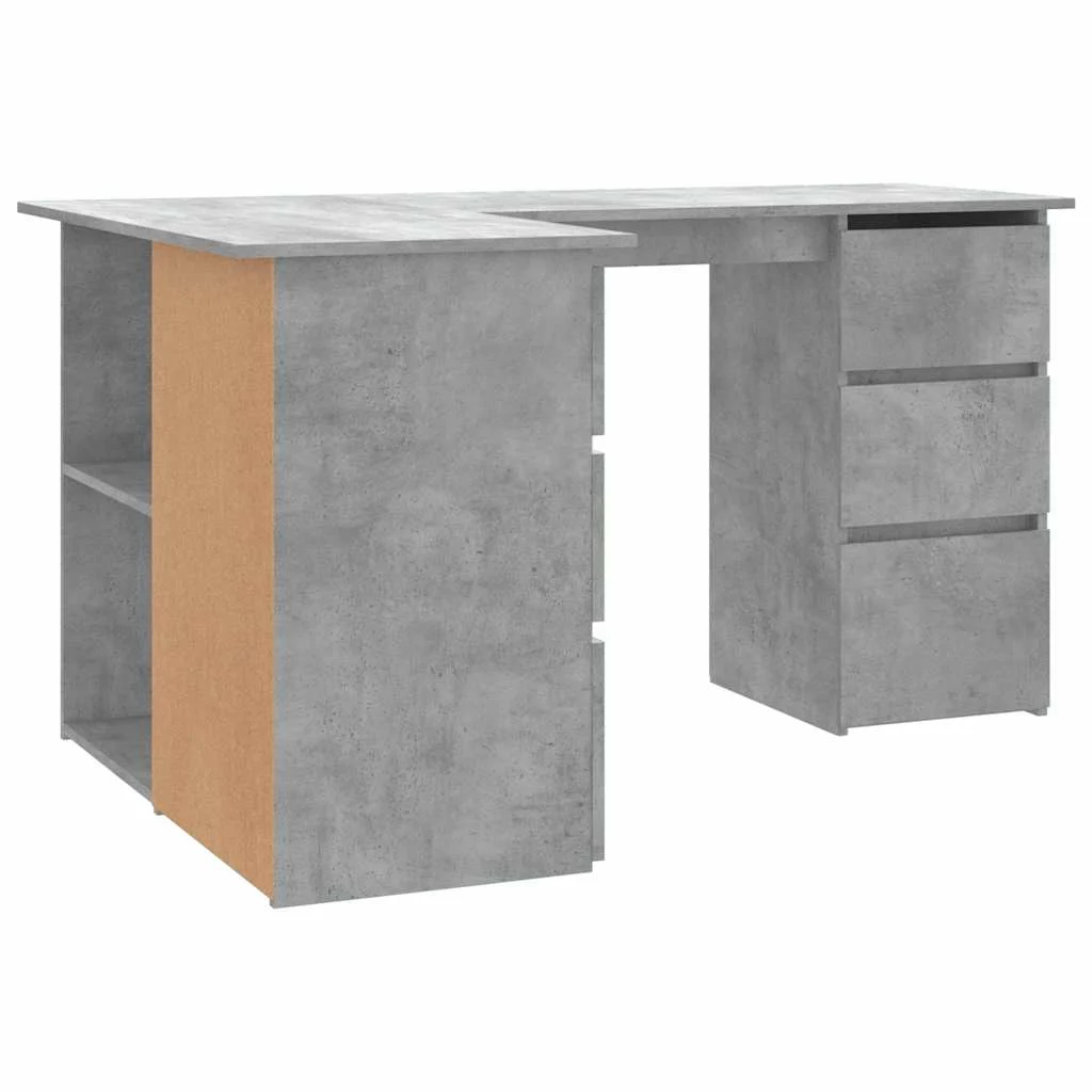 Bureau d'angle 145 x 100 x 76 cm gris béton bois d'ingénierie – vue de dessus