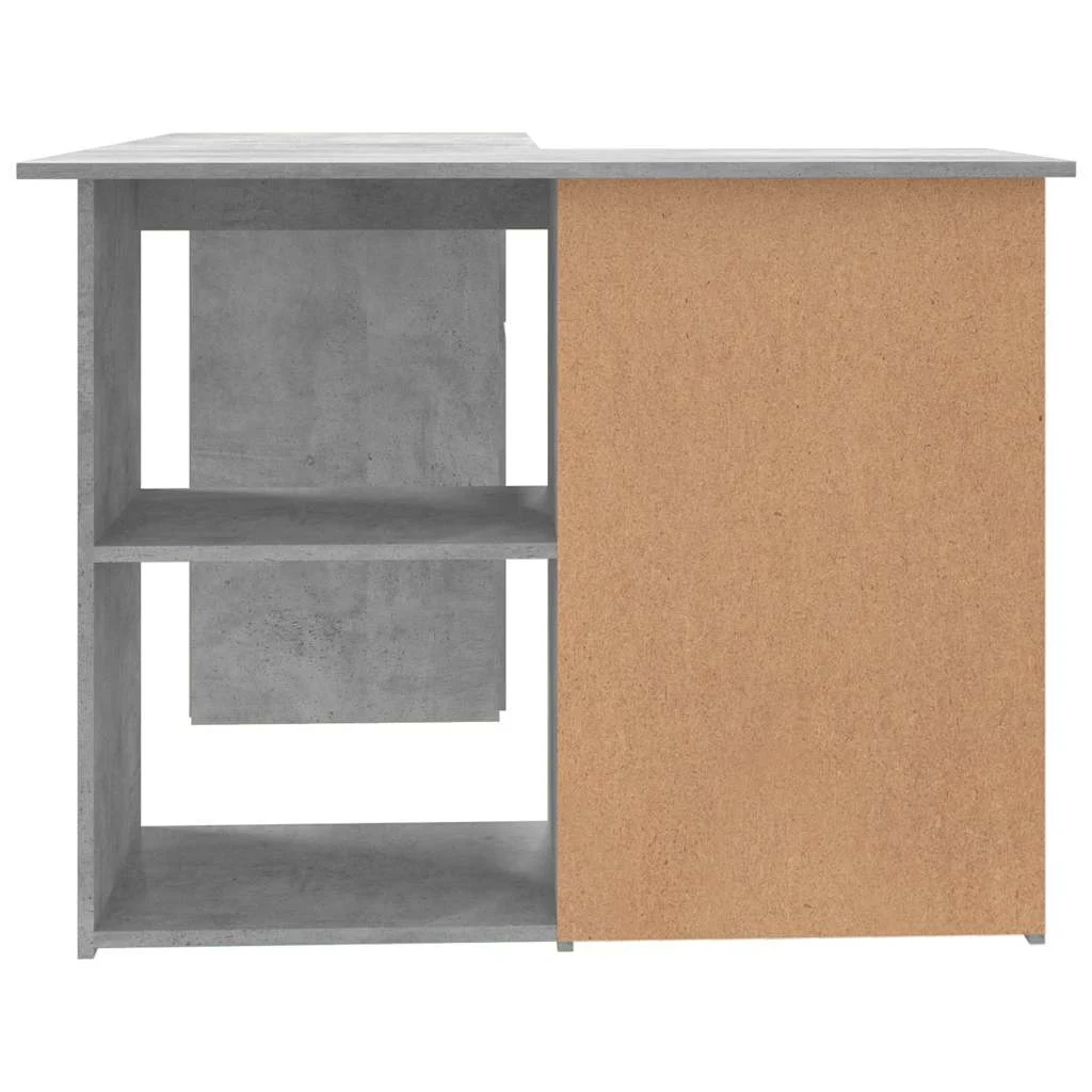 Bureau d'angle 145 x 100 x 76 cm gris béton bois d'ingénierie – vue en situation