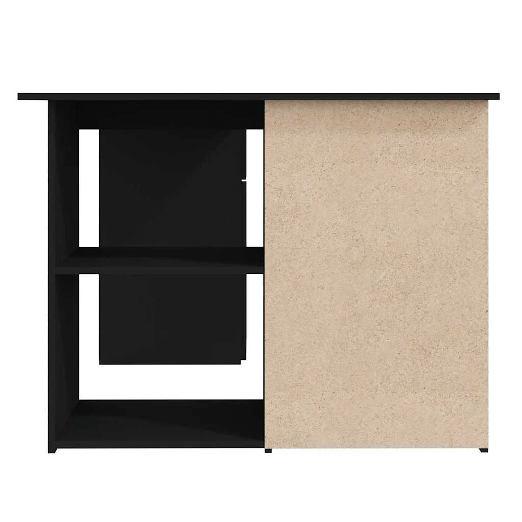 Bureau d'angle 145 x 100 x 76 cm noir bois d'ingénierie – vue de dessus