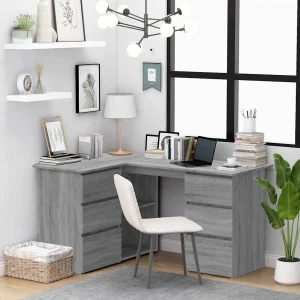 Bureau d'angle 145 x 100 x 76 cm sonoma gris bois d'ingénierie – vue d’ensemble