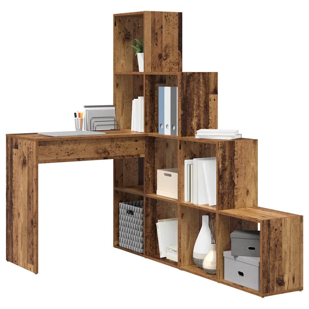 Bureau d'angle 149,5 x 101,5 x 149,5 cm bois ancien bois d'ingénierie – vue de détail