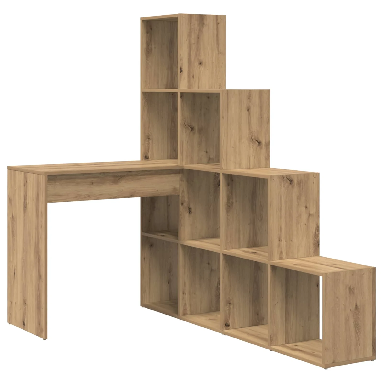 Bureau d'angle 149,5 x 101,5 x 149,5 cm chêne artisanal bois d'ingénierie – vue de côté