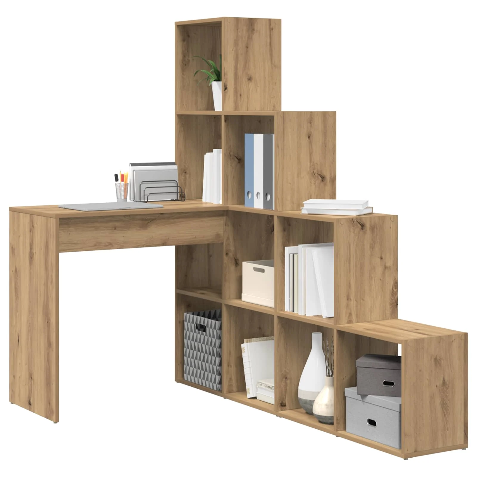 Bureau d'angle 149,5 x 101,5 x 149,5 cm chêne artisanal bois d'ingénierie – vue de détail