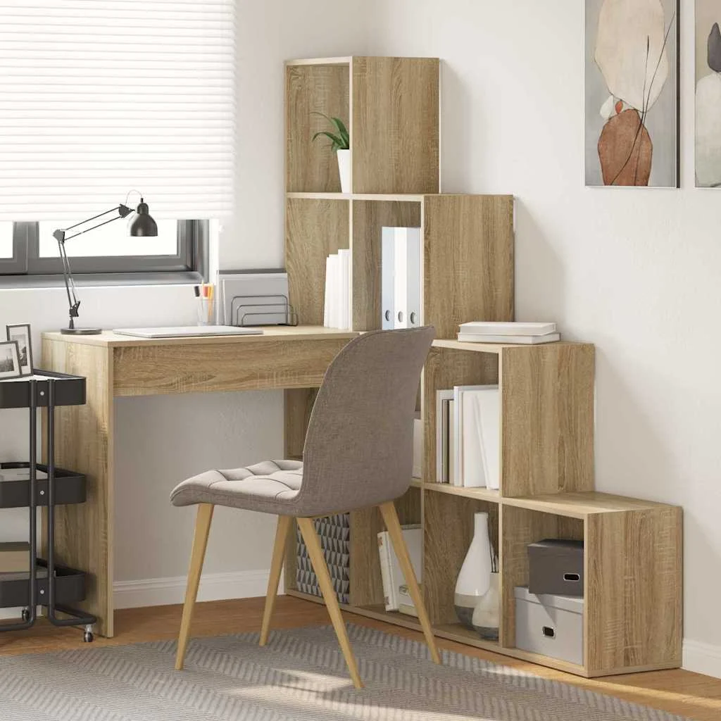 Bureau d'angle 149,5 x 101,5 x 149,5 cm chêne sonoma bois d'ingénierie – vue d’ensemble