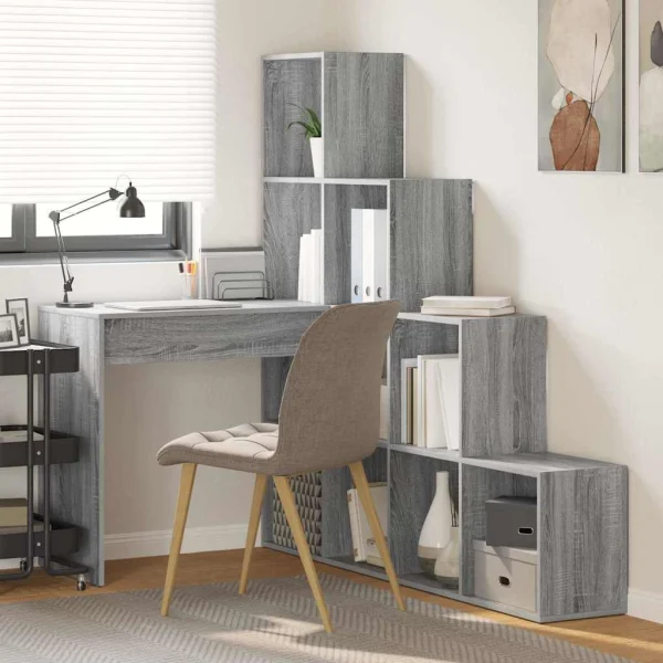 Bureau d'angle 149,5 x 101,5 x 149,5 cm sonoma gris bois d'ingénierie – vue d’ensemble