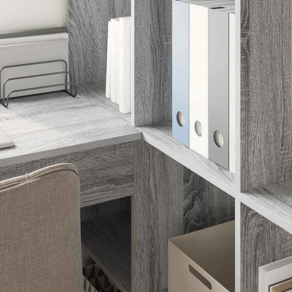 Bureau d'angle 149,5 x 101,5 x 149,5 cm sonoma gris bois d'ingénierie – vue en situation