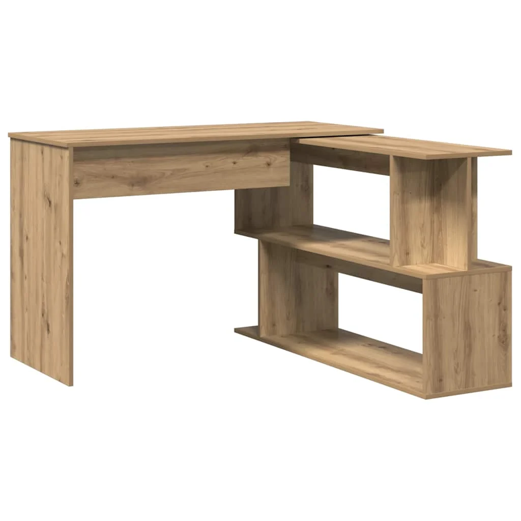 Bureau d'angle 200,5 x 50 x 76 cm chêne artisanal bois d'ingénierie – vue de côté