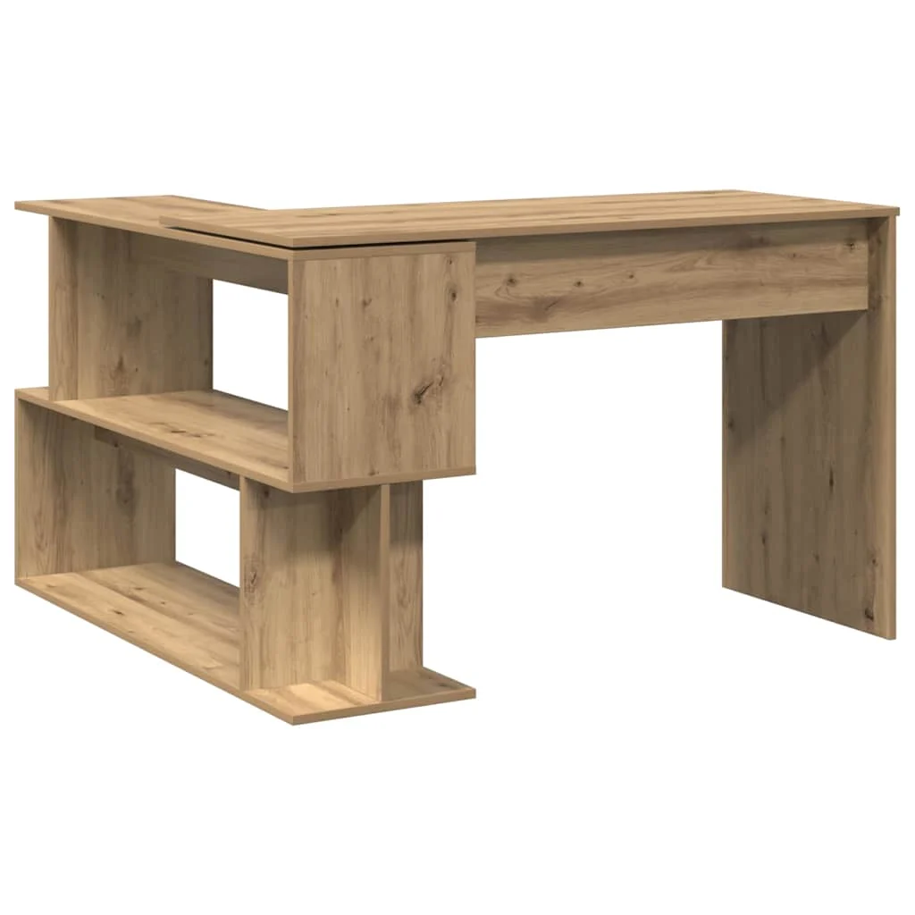 Bureau d'angle 200,5 x 50 x 76 cm chêne artisanal bois d'ingénierie – vue en situation