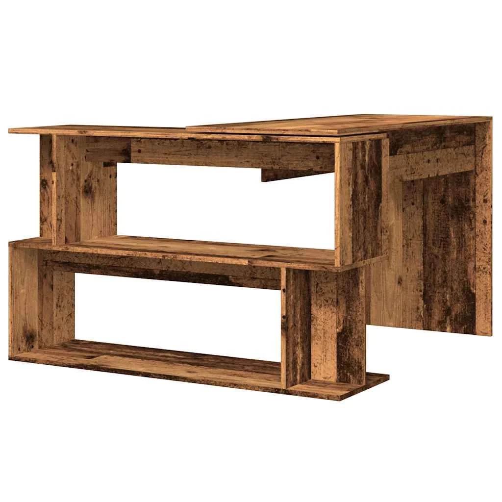 Bureau d'angle 200,5 x 50 x 76 cm vieux bois bois d'ingénierie – vue de dessus