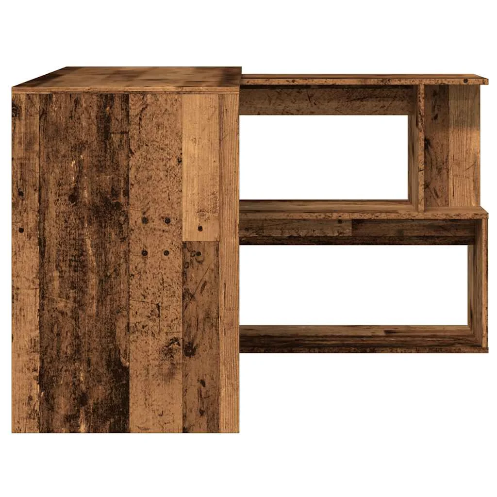 Bureau d'angle 200,5 x 50 x 76 cm vieux bois bois d'ingénierie – vue de dos