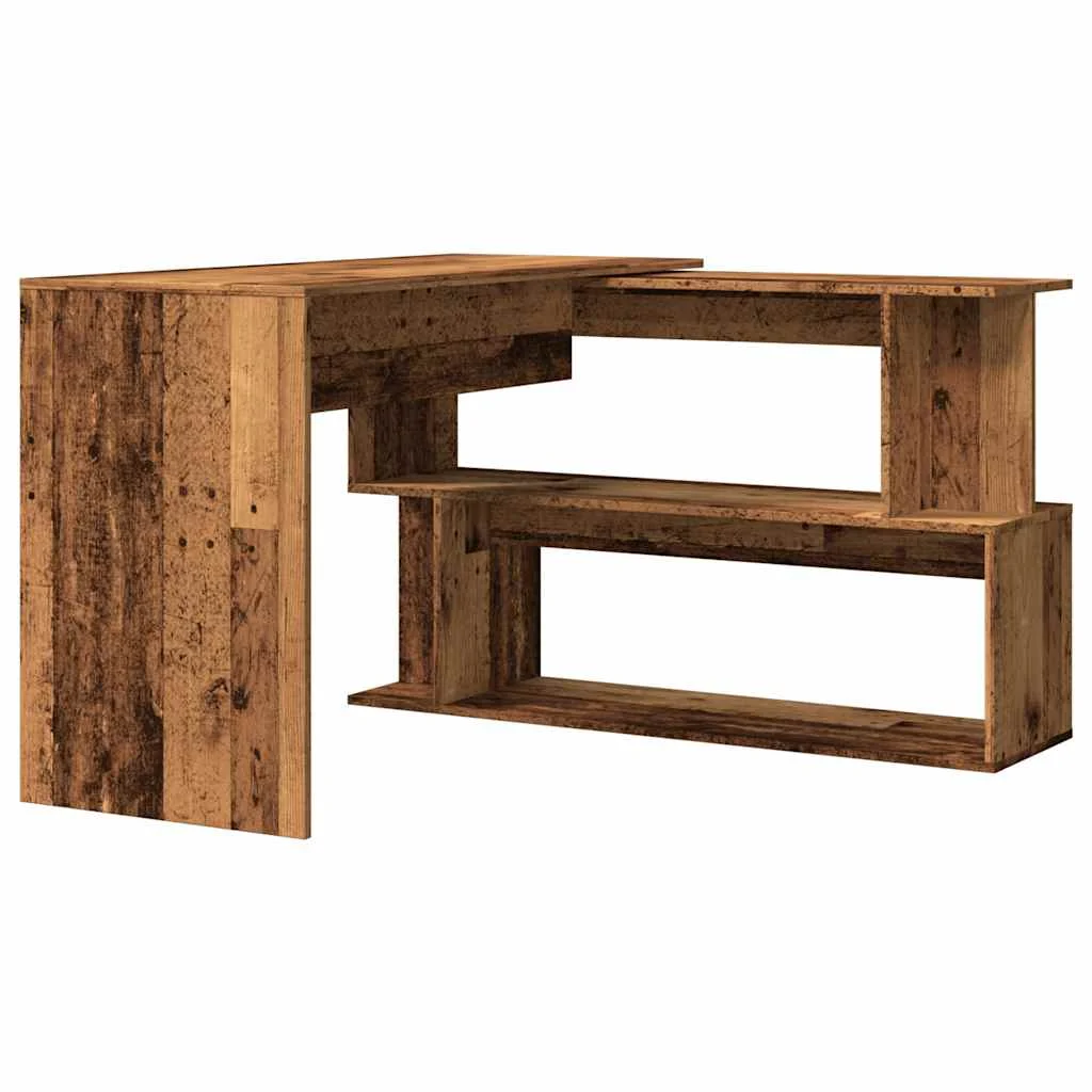 Bureau d'angle 200,5 x 50 x 76 cm vieux bois bois d'ingénierie – vue de côté