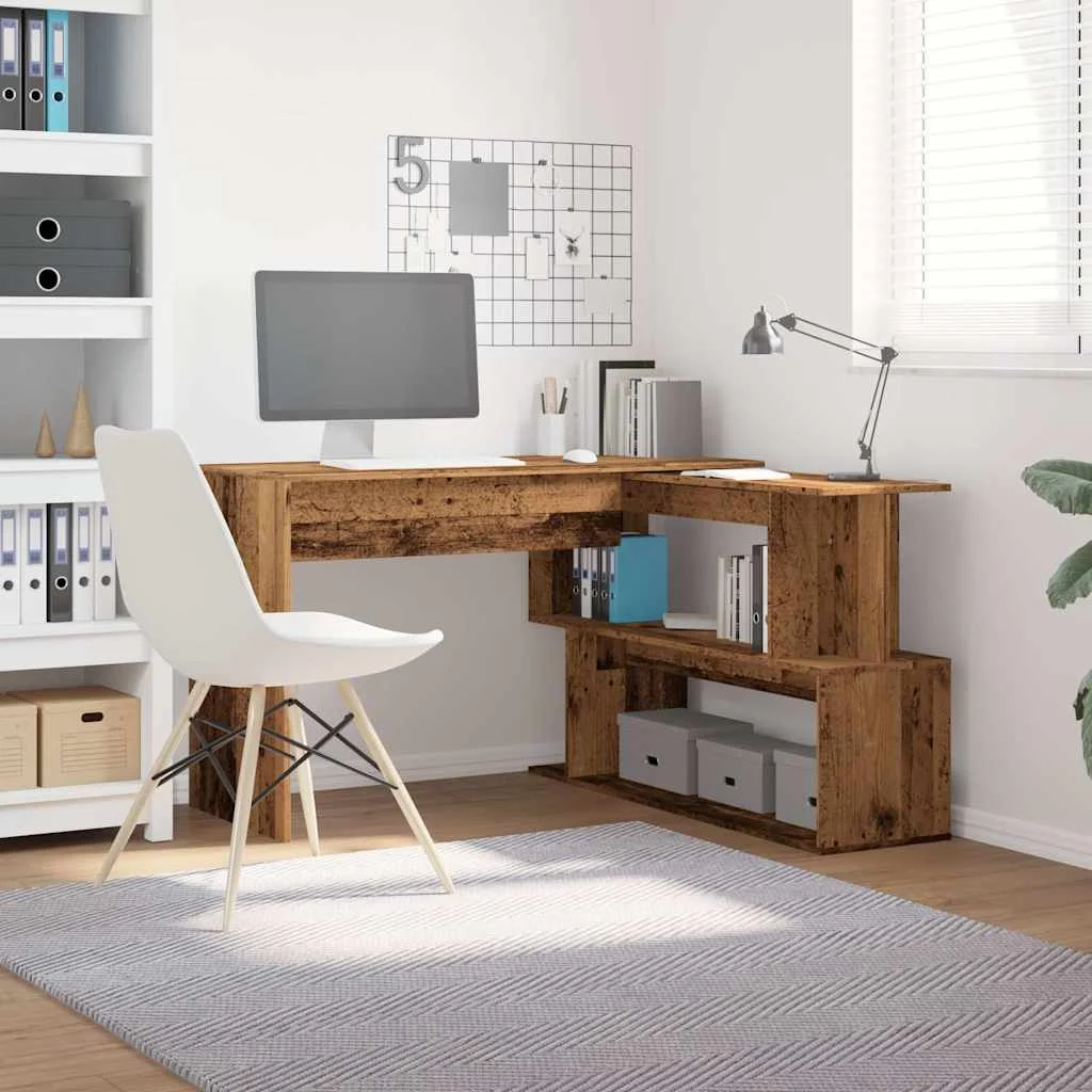 Bureau d'angle 200,5 x 50 x 76 cm vieux bois bois d'ingénierie – vue de détail