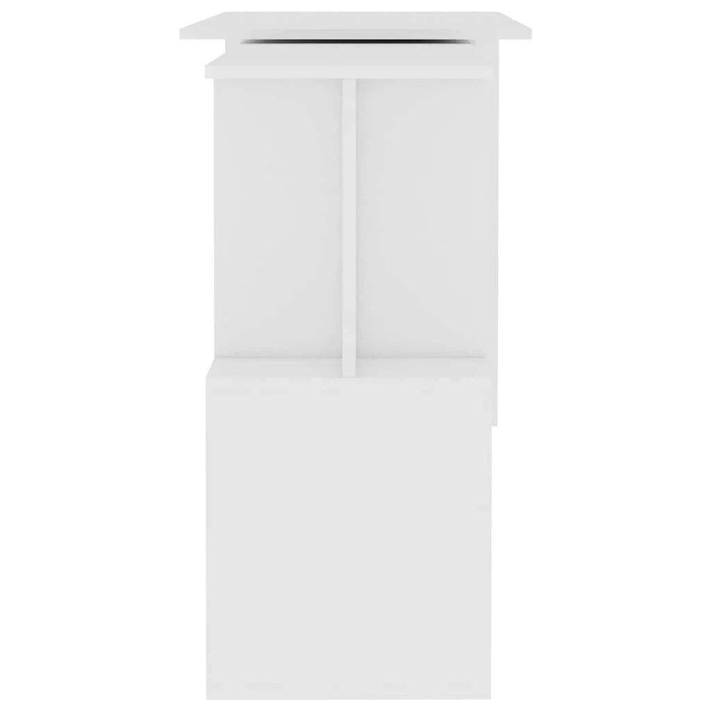 Bureau d'angle 200 x 50 x 76 cm blanc bois d'ingénierie – vue de dessus