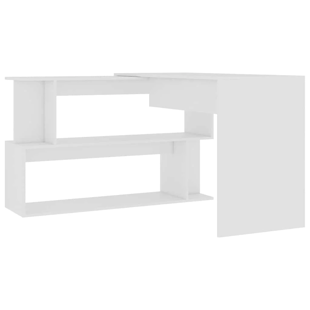 Bureau d'angle 200 x 50 x 76 cm blanc bois d'ingénierie – vue de détail