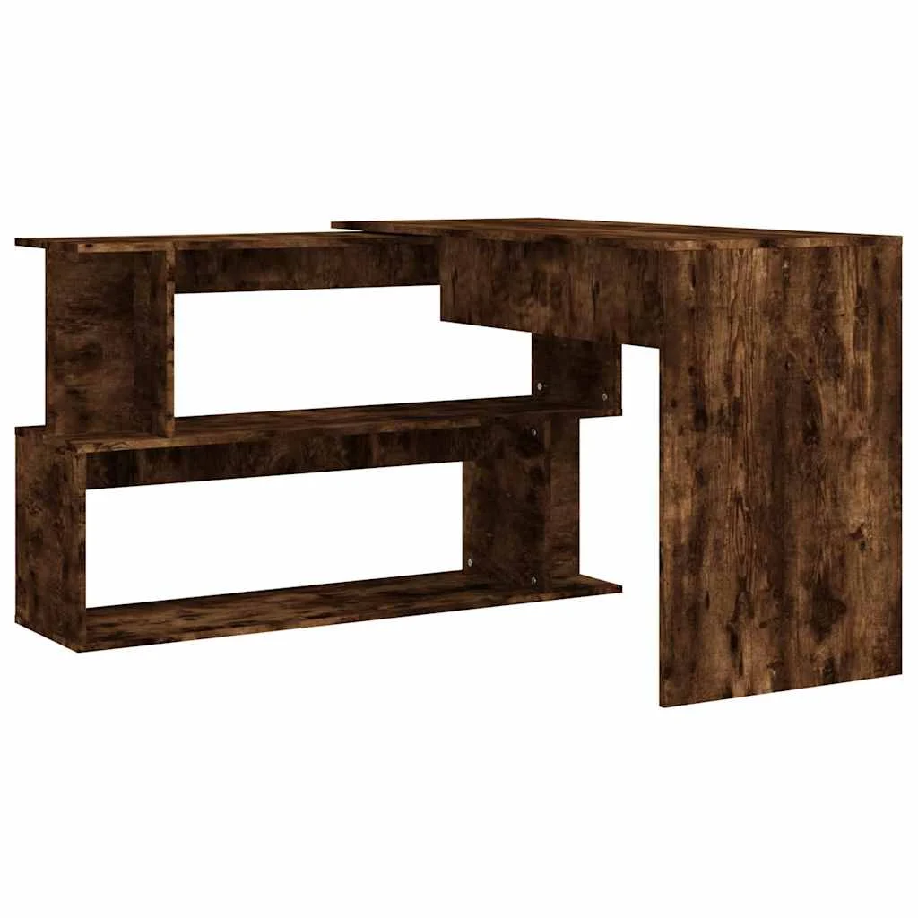 Bureau d'angle 200 x 50 x 76 cm chêne fumé bois d'ingénierie – vue de dessus