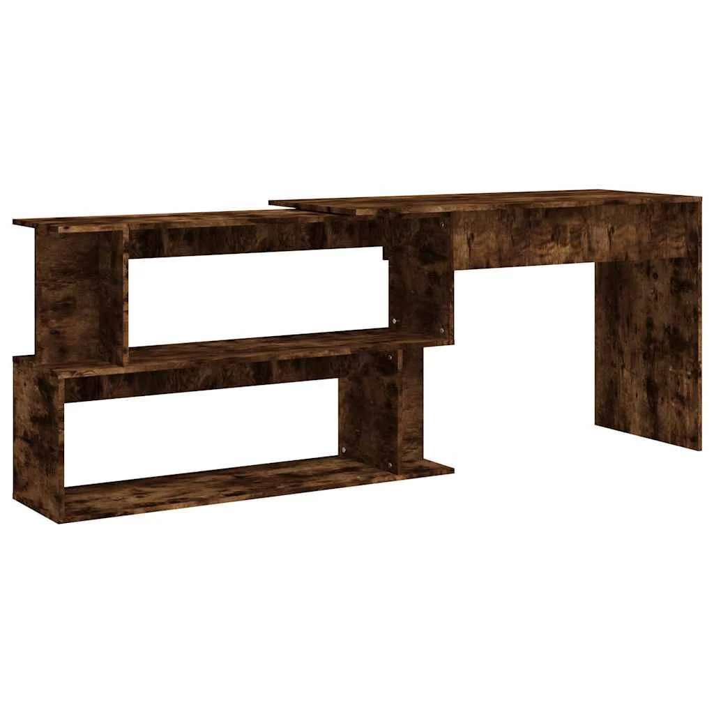 Bureau d'angle 200 x 50 x 76 cm chêne fumé bois d'ingénierie – vue de côté