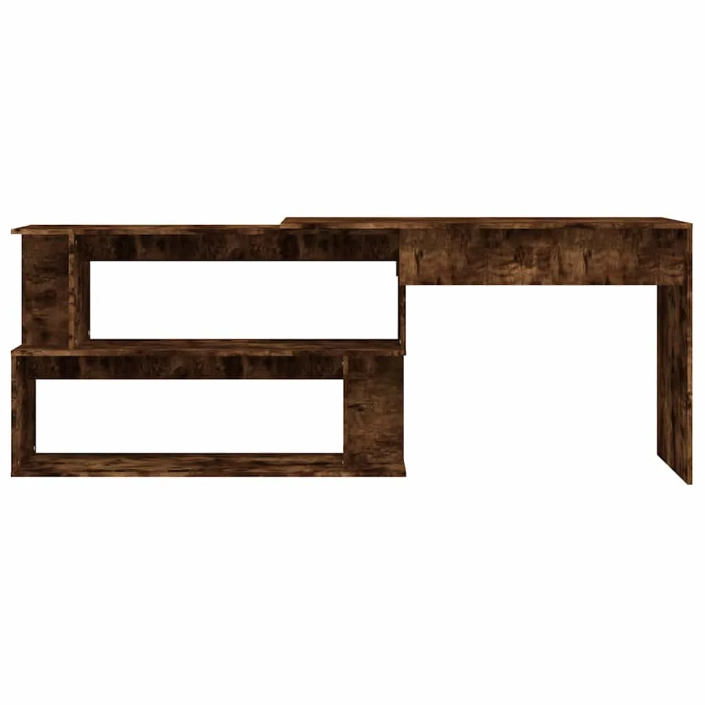 Bureau d'angle 200 x 50 x 76 cm chêne fumé bois d'ingénierie – vue en situation