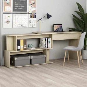 Bureau d'angle 200 x 50 x 76 cm chêne sonoma bois d'ingénierie – vue d’ensemble