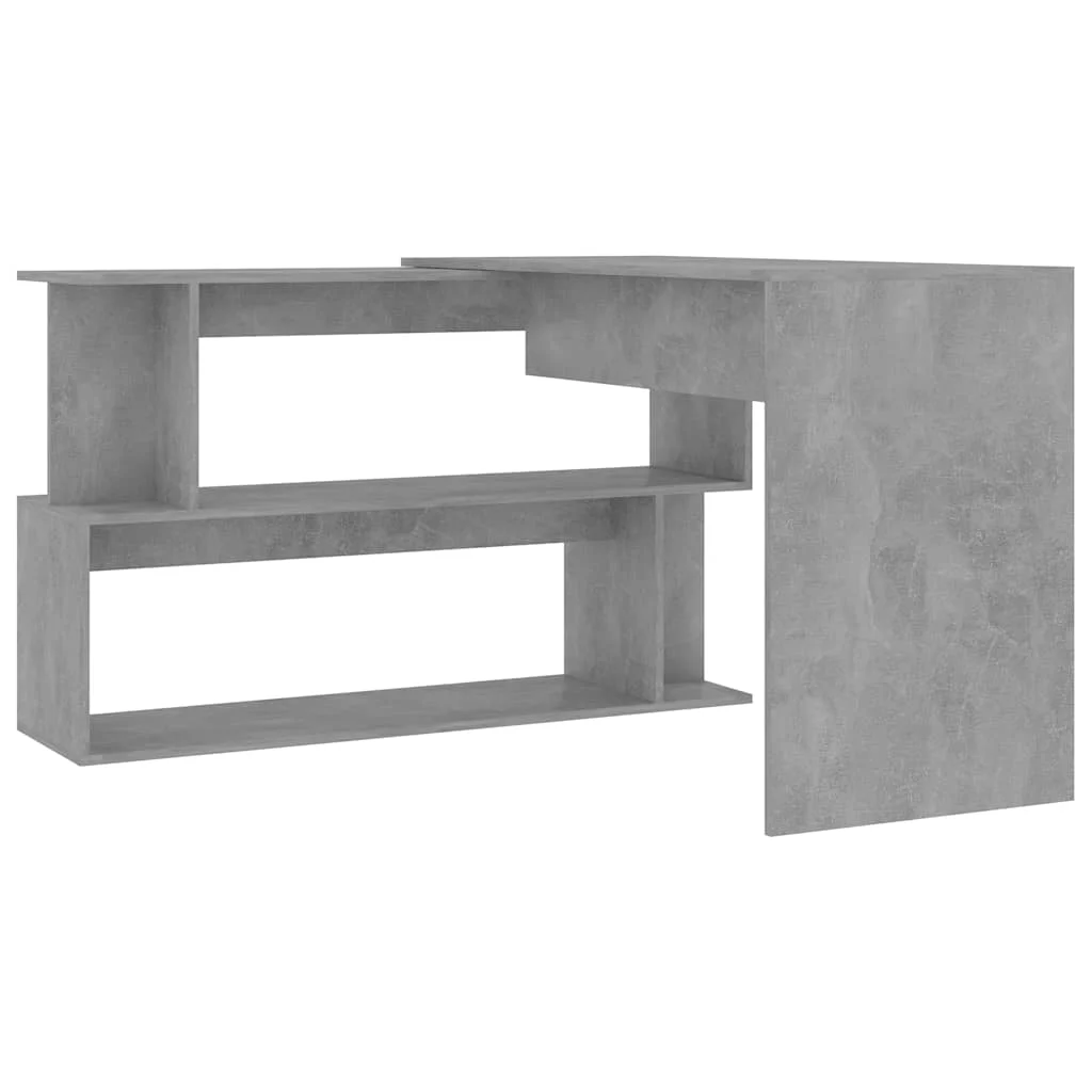 Bureau d'angle 200 x 50 x 76 cm gris béton bois d'ingénierie – vue en situation