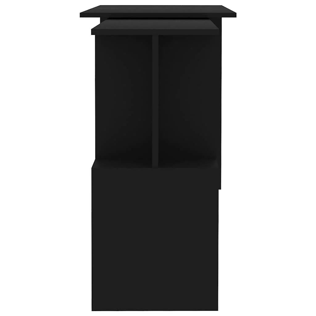 Bureau d'angle 200 x 50 x 76 cm noir bois d'ingénierie – vue de dessus
