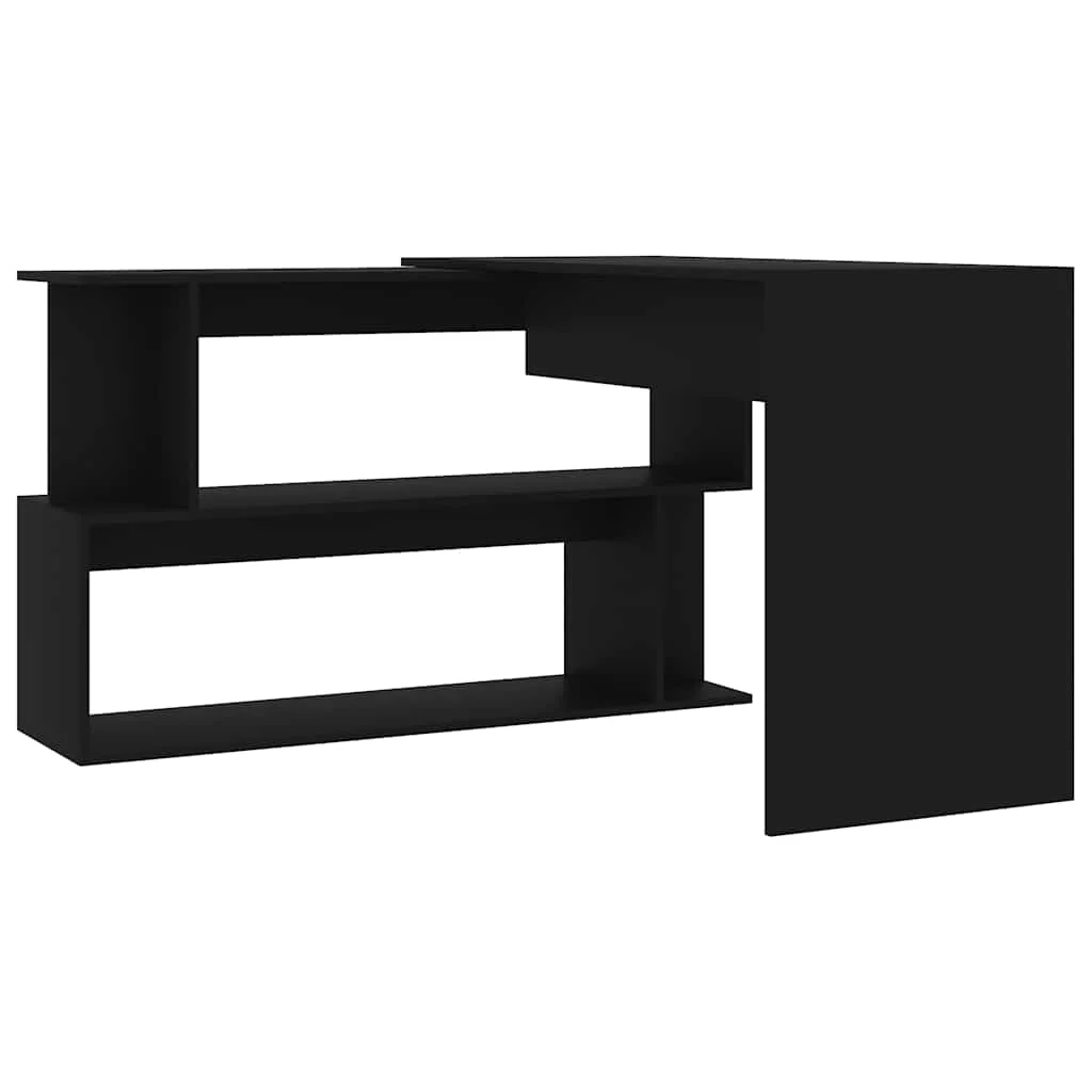 Bureau d'angle 200 x 50 x 76 cm noir bois d'ingénierie – vue en situation