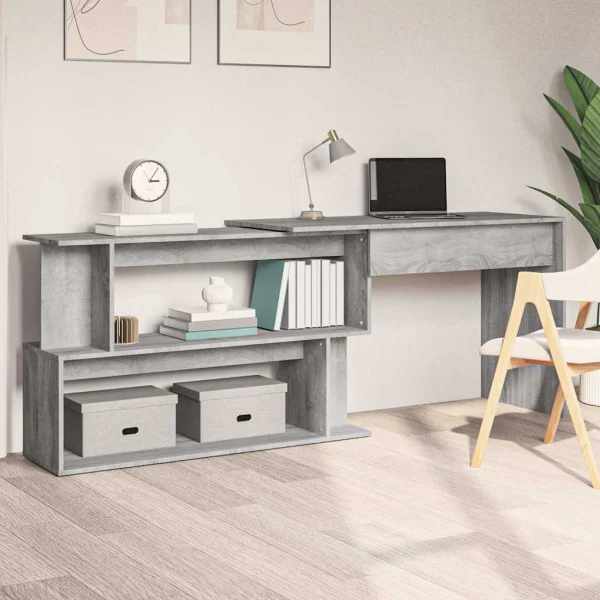 Bureau d'angle 200 x 50 x 76 cm sonoma gris bois d'ingénierie – vue d’ensemble