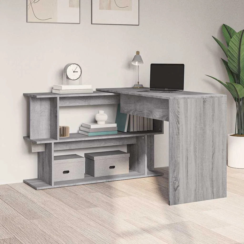 Bureau d'angle 200 x 50 x 76 cm sonoma gris bois d'ingénierie – vue de détail