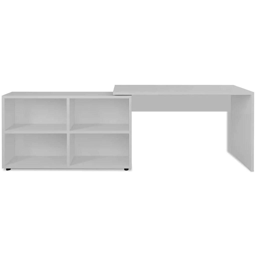Bureau d'angle 4 étagères 130 x 60 x 75 cm blanc bois d'ingénierie – vue de détail