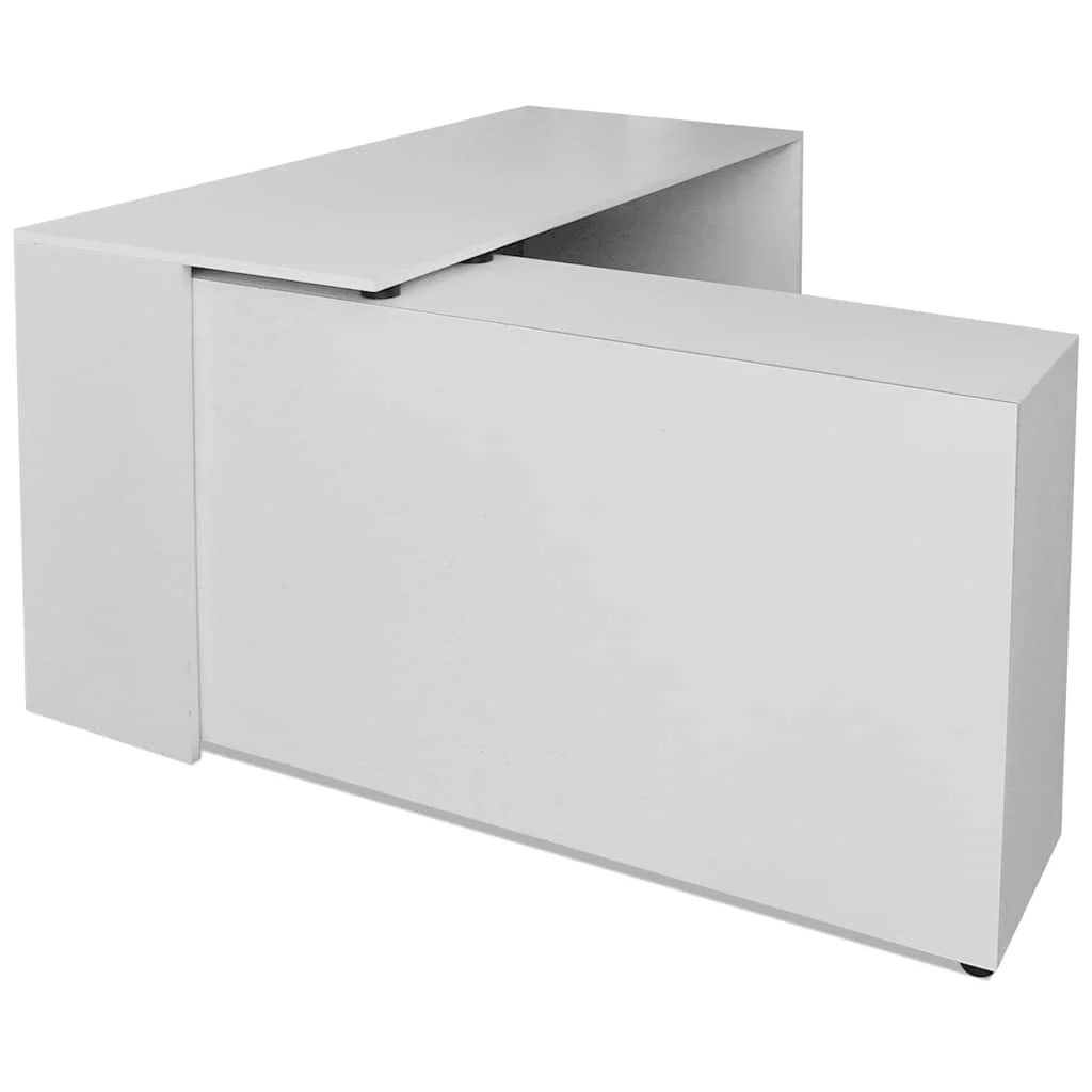Bureau d'angle 4 étagères 130 x 60 x 75 cm blanc bois d'ingénierie – vue en situation