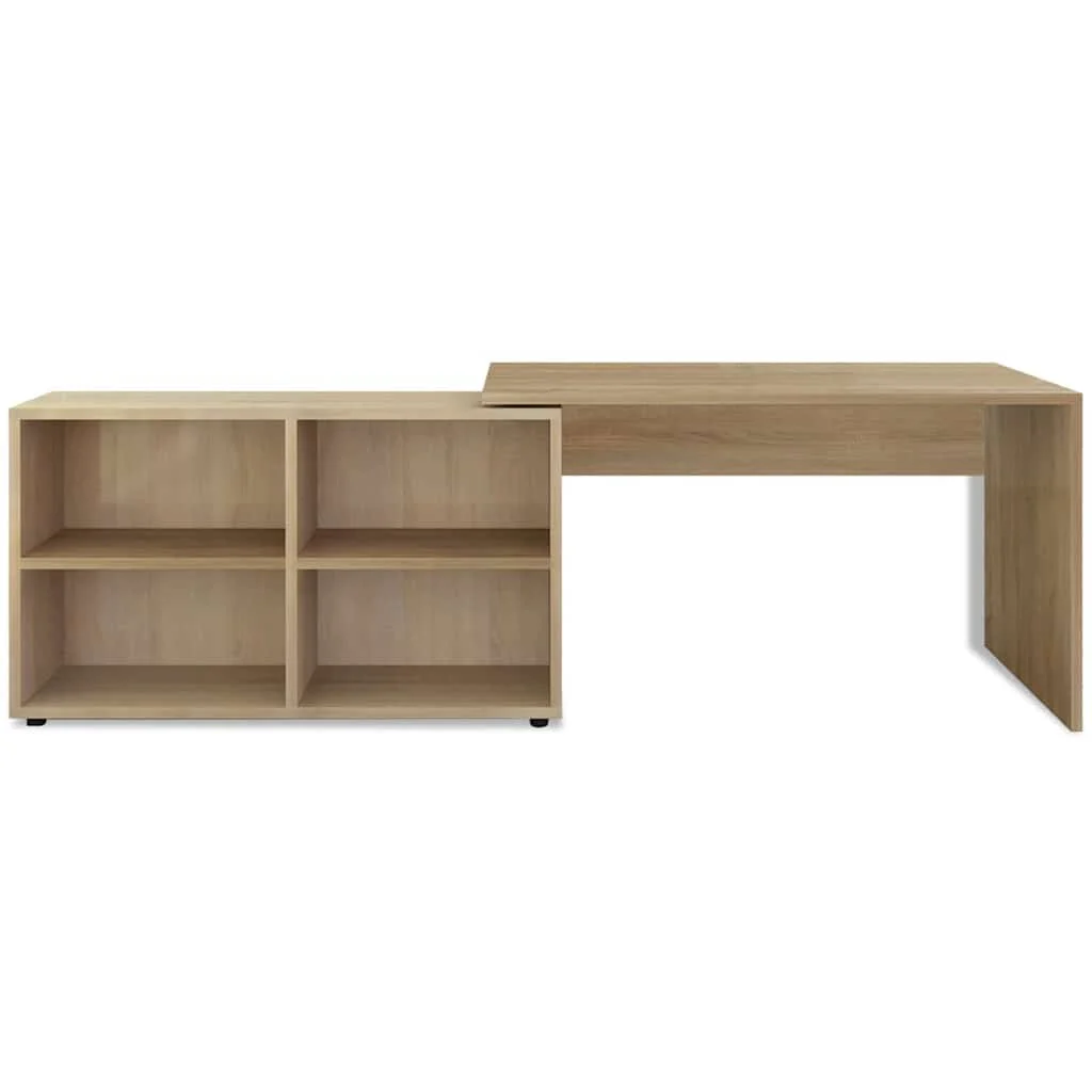 Bureau d'angle 4 étagères 130 x 60 x 75 cm chêne bois d'ingénierie – vue de détail