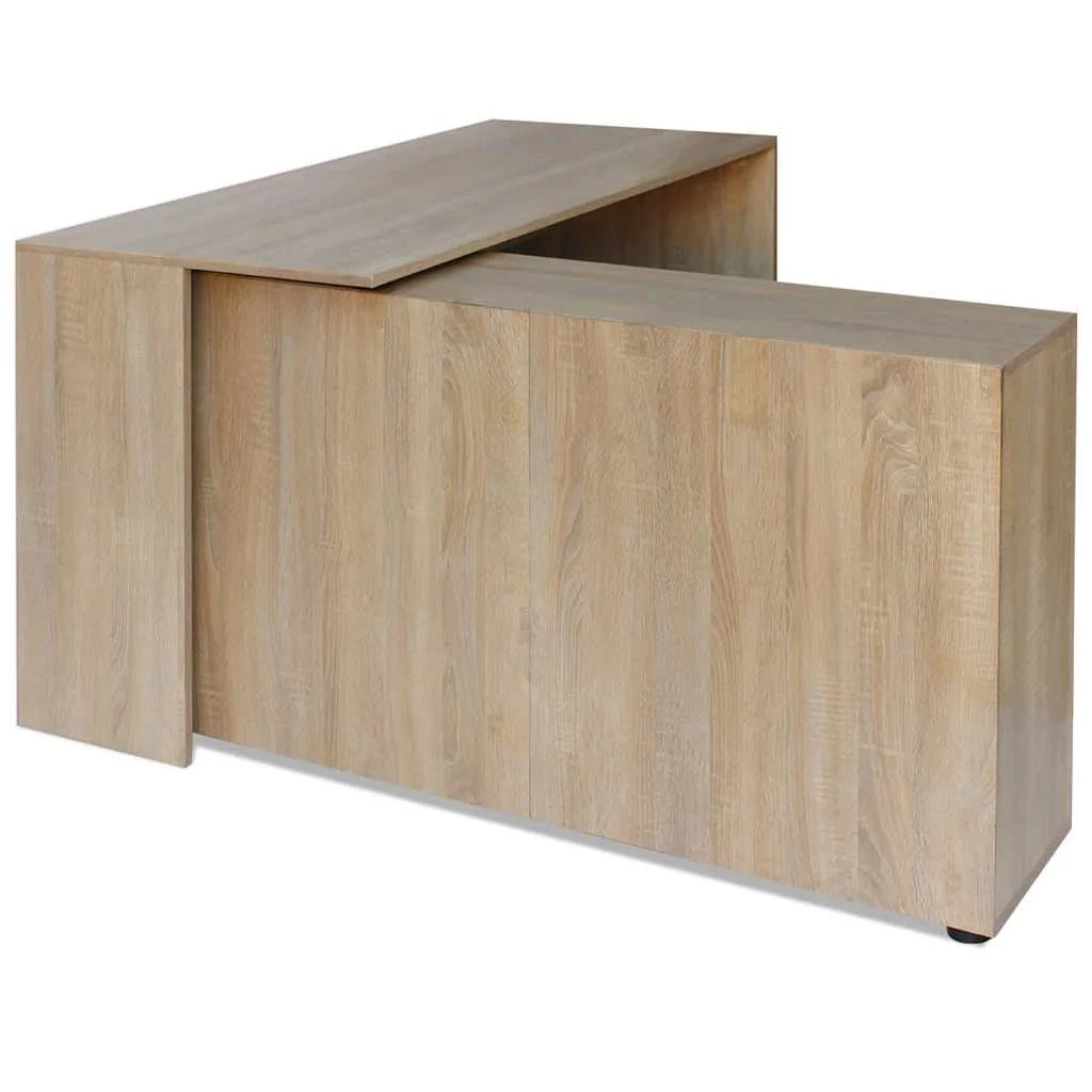 Bureau d'angle 4 étagères 130 x 60 x 75 cm chêne bois d'ingénierie – vue en situation
