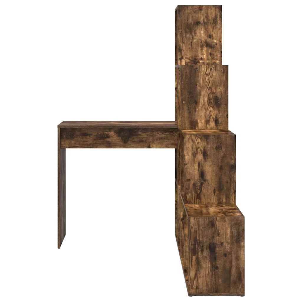 Bureau d'angle avec étagère 149,5 x 101,5 x 149,5 cm chêne fumé bois d'ingénierie – vue de dessus