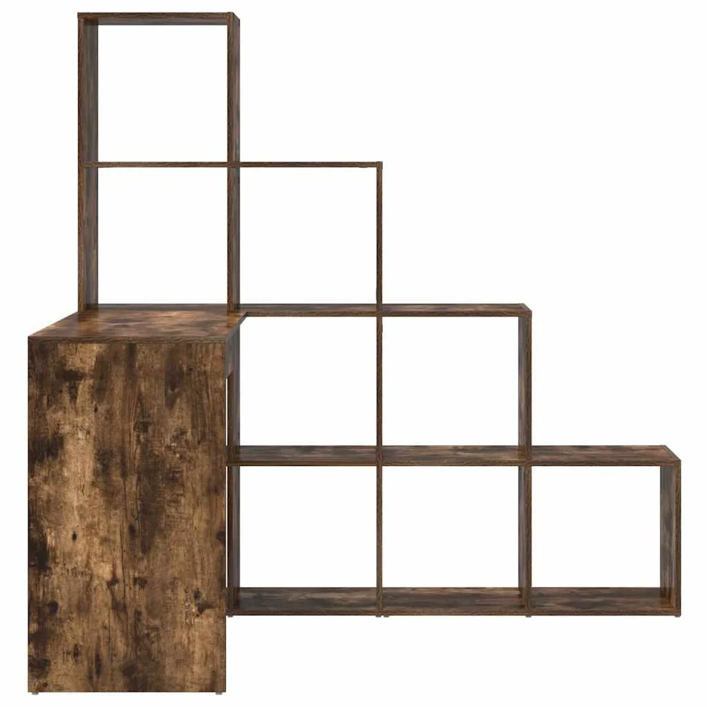 Bureau d'angle avec étagère 149,5 x 101,5 x 149,5 cm chêne fumé bois d'ingénierie – vue de dos
